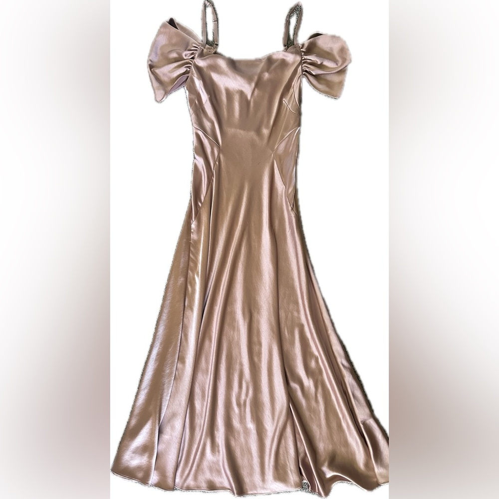 Ted Baker Esta Cold Shoulder Cowl Front Midi Slip Dress in Dusty Pink - Picture 7 of 11